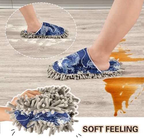 Zhirexin Blue Dragon Mopping Slippers for Home Use