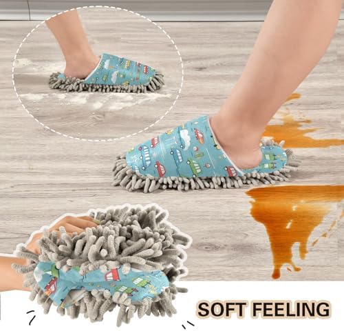 Zhirexin Comfortable Cleaning Slippers with Microfiber Mop Pads 1