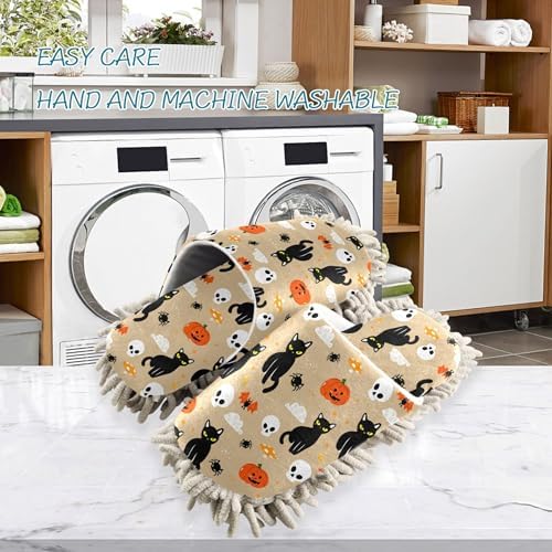 Burbuja Cats Skull Dust Mop Slippers for Women Men