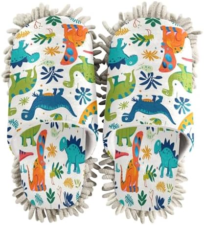 Zhirexin Dinosaur Mop Slippers Microfiber Comfortable Cleaning Shoes