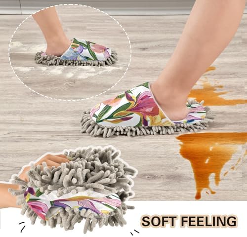 Zhirexin Colorful Flowers Microfiber Mop Slippers 1
