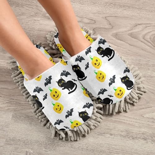 Burbuja Cats Bats Yellow Mop Slippers for Home Cleaning