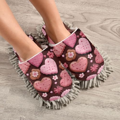 Bulletgxll Heart Cookies Cleaning Slippers for Men Women - L