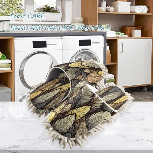 Brown Feathers Mop Slippers - Washable Comfortable