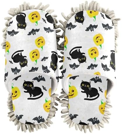 Burbuja Cats Bats Yellow Mop Slippers for Home Cleaning