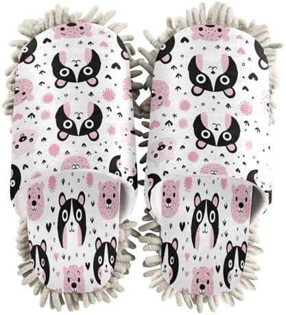 Bulletgxll Panda Faces Microfiber Cleaning Slippers - L