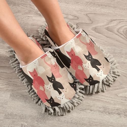 Bulletgxll Mop Slippers for Cats Pattern Cleaning