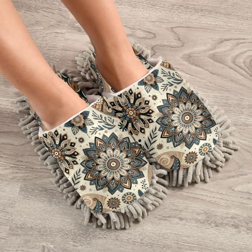 Zhirexin Mandala Cleaning Slippers Microfiber Mop Shoes