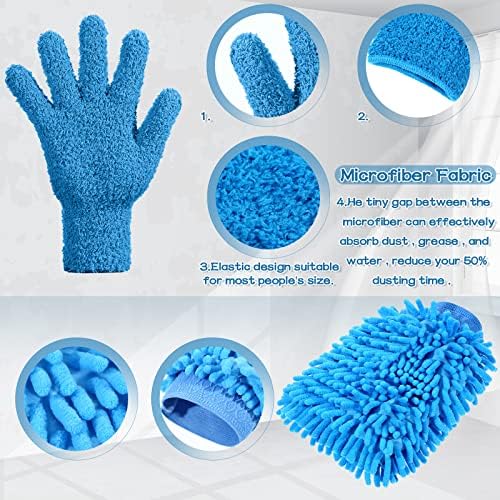 Potchen 6 pcs Microfiber Dusting Gloves and Mitt