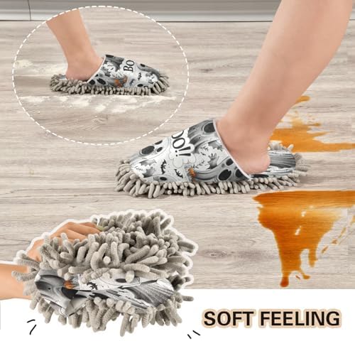 Zhirexin Halloween White Microfiber Mop Slippers