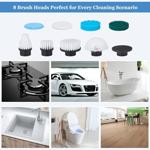 Fixm Cordless Spin Scrubber with 2-Speed 11 Brush Heads