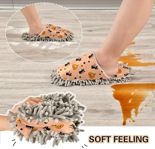 Burbuja Cats Pumpkins Mop Slippers for Home Cleaning 1