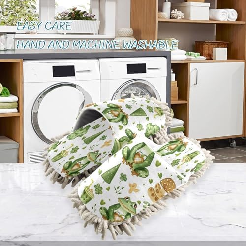 Frog Pattern Mop Slippers for Men Women - Washable Durable