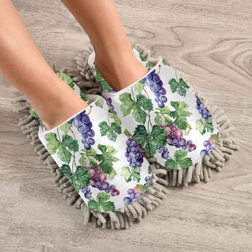 RunningBear Purple Grapes Mop Slippers for Clean Floors