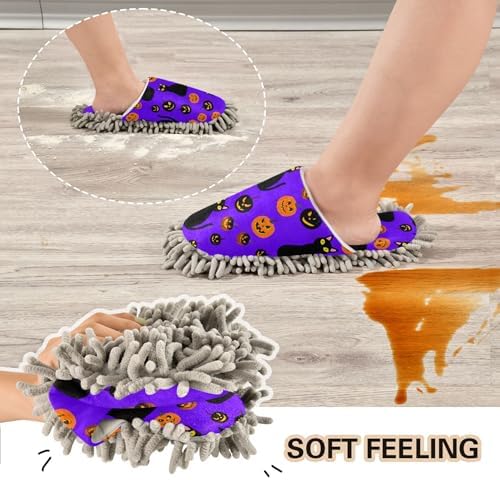 Burbuja Cats Pumpkins Mop Slippers for Home Cleaning