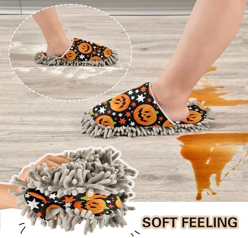 Burbuja Jack O Lantern Mop Slippers for Home Cleaning 1