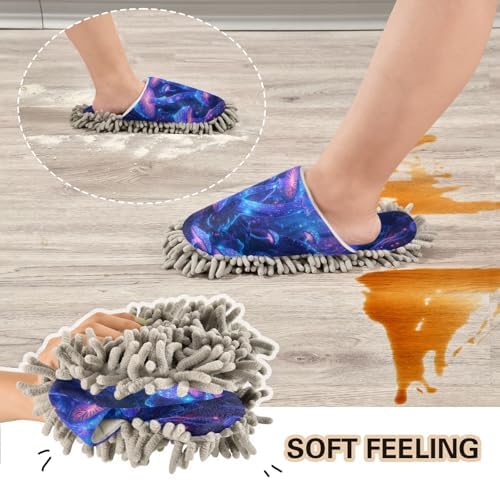 FLildon Microfiber Mopping Slippers with Night Glowing Mushrooms 1