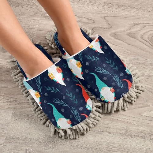 Burbuja Scandinavian Christmas Gnome Mop Slippers for Home Cleaning