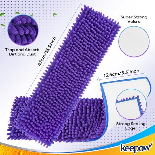 KEEPOW Microfiber Cleaning Pad 18 Inch 44 Pack Washable Reusable
