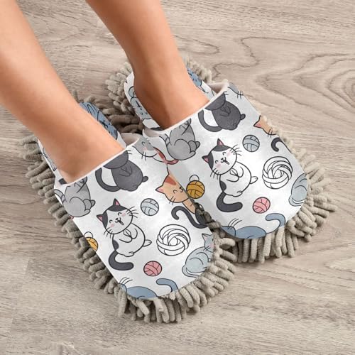 Zhirexin Cartoon Cute Cats Cleaning Slippers 1