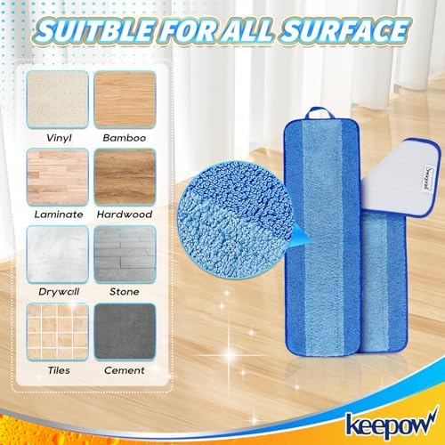 KEEPOW Microfiber Cleaning Pad 18 Inch 44 Pack Washable Reusable