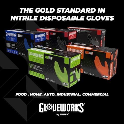 GLOVEWORKS HD Nitrile Gloves with Raised Diamond Grip