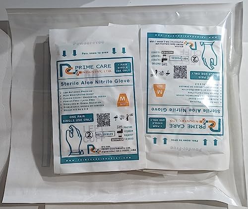 Prime Care Sterile Aloe Nitrile Gloves 25 Pairs Box 1