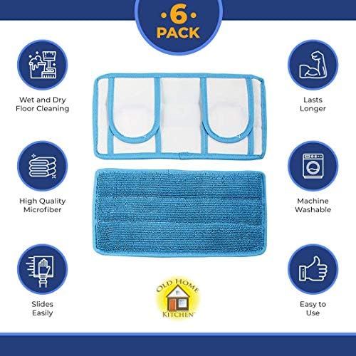 Old Home Kitchen Microfiber Reusable Mop Pads 6 Pack