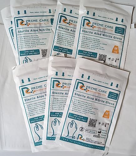 Prime Care Sterile Aloe Nitrile Gloves 25 Pairs Box 1
