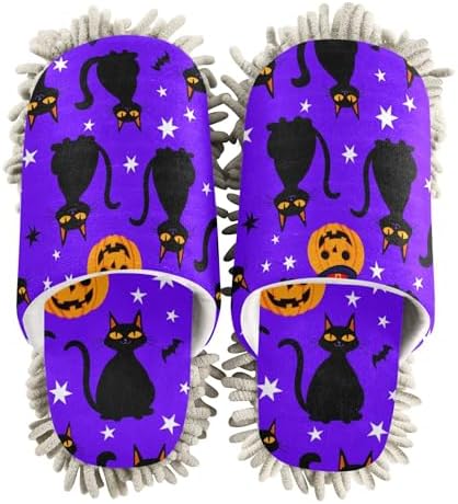 Burbuja Pumpkins Black Cats Mop Slippers for 5-8