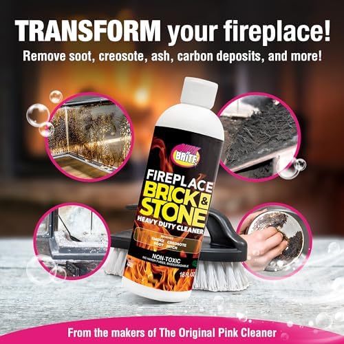 Quick N Brite Fireplace Gel Cleaner with Scrub Brush 16 oz