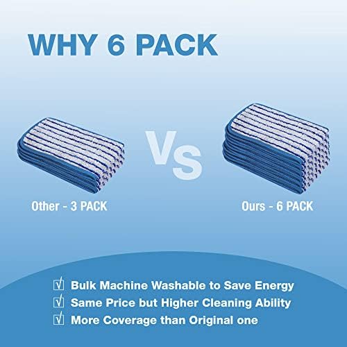 12 Pack Reusable Microfiber Mop Pads for Hard Floors