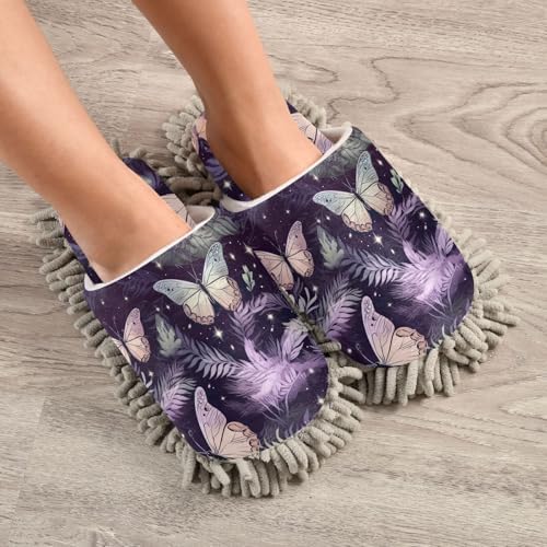 Butterfly Purple Mop Slippers Cozy Cleaning Comfort