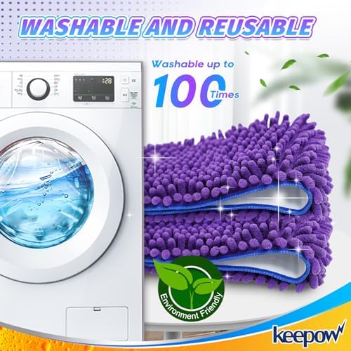 KEEPOW Microfiber Cleaning Pad 18 Inch 44 Pack Washable Reusable