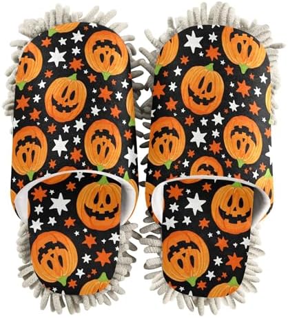 Burbuja Jack O Lantern Mop Slippers for Home Cleaning 1