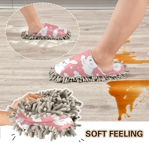 Cute Rabbits Mop Slippers Washable Floor Mop Slippers