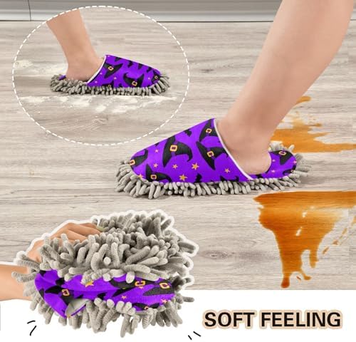 Burbuja Black Witch Hats Mop Slippers for Women Men 1