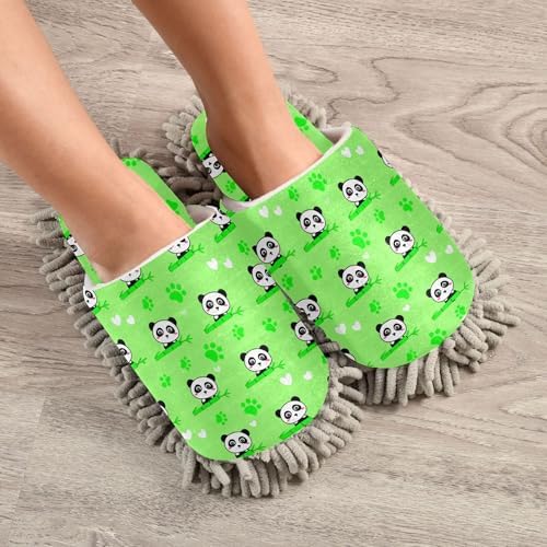 Burbuja Cartoon Pandas Mop Slippers for Home Cleaning