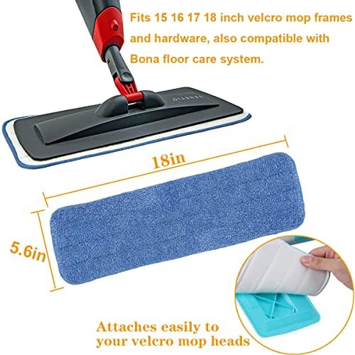 18 Inch Microfiber Mop Head Replacement - 10 Pack Blue