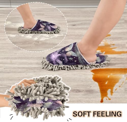 Butterfly Purple Mop Slippers Cozy Cleaning Comfort