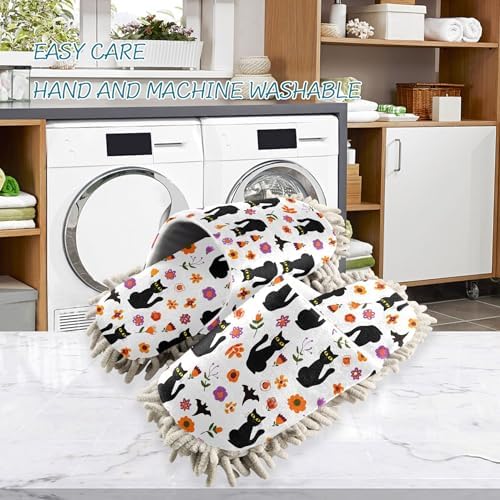 Burbuja Black Cats Pumpkins Mop Slippers for Home Cleaning