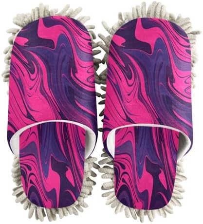 Bulletgxll Pink Wavy Microfiber Cleaning Slippers - M