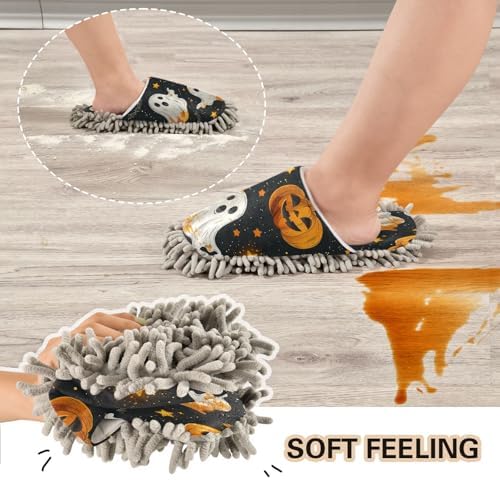 Zhirexin Halloween White Cleaning Slippers with Microfiber Mop Pads