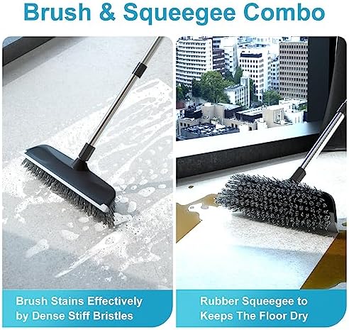 ITTAR 2-in-1 Scrub Brush with 53 Long Handle - Black