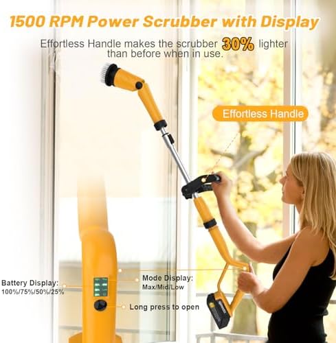 Qimedo Q2 Pro 1500 RPM Electric Spin Scrubber with 2 Batteries