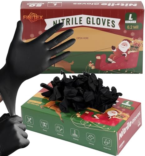 FINITEX Black Nitrile 62mil 50PCS Powder Free Gloves