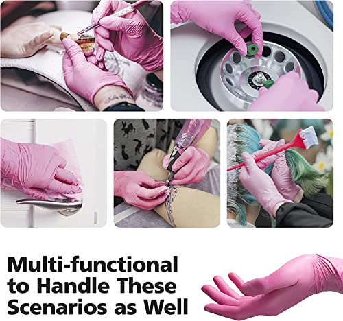 OriStout Pink Vinyl Gloves for Women - 100 Pack