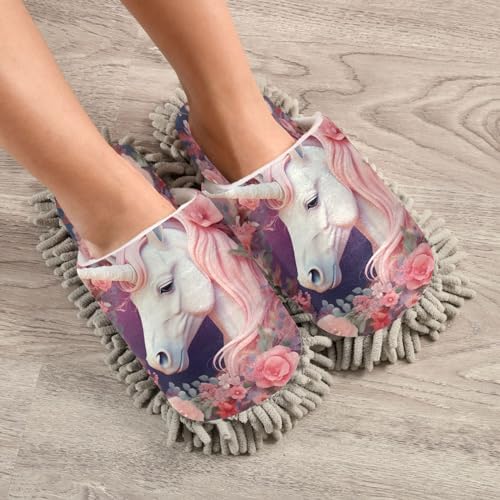 Cute Animals Kitchen Cleaning Slippers Microfiber Mop Shoes