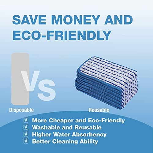 12 Pack Reusable Microfiber Mop Pads for Hard Floors