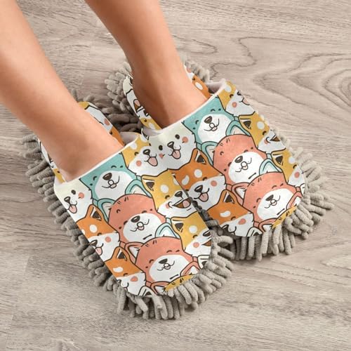 Bulletgxll Cute Dogs Mopping Slippers Washable Comfortable